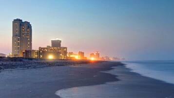 On the beach, beach towels