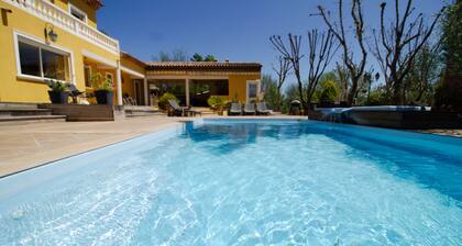 Luxury villa 160 m2 air-conditioned, fenced garden 4000m2, swimming pool, heated jacuzzi, animals