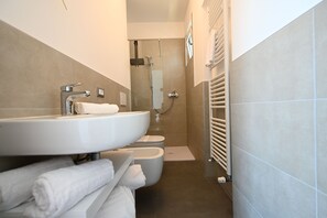 Dusche, Haartrockner, Bidet, Handtücher