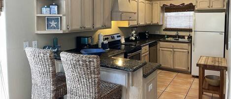 Fridge, microwave, oven, dishwasher