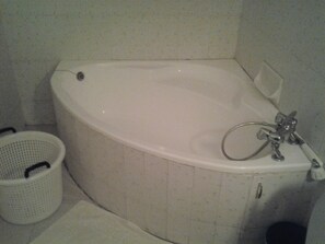 Tina con regadera y toallas 