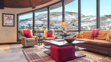 Una televisión, una chimenea, libros