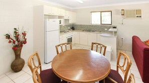 Fridge, microwave, stovetop, toaster