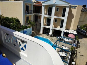 Studio, 1 Bedroom, Balcony, Pool View | Outdoor dining - A Studio With Balcony (Malevizi)