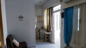Studio, 1 Bedroom, Balcony, Pool View | Interior - Small Studio With a Large Veranta (Malevizi)