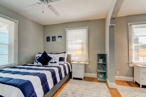 2 bedrooms, iron/ironing board, travel crib