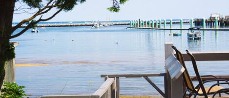 On the beach, sun loungers, beach towels