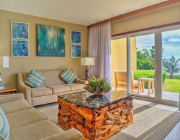 Panoramic Condo, 3 Bedrooms, Ocean View | Living area | 49-inch flat-screen TV with cable channels, TV