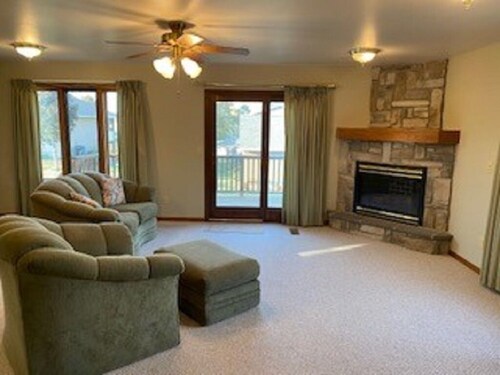 Lake property just a few blocks from public beach. Marina a mile away.