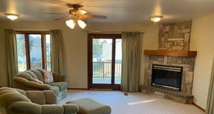 Lake property just a few blocks from public beach. Marina a mile away.