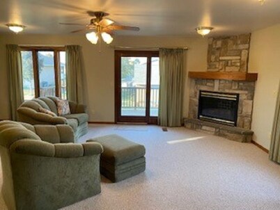 Lake property just a few blocks from public beach. Marina a mile away.