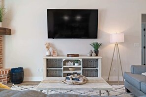 TV, fireplace, video games, books
