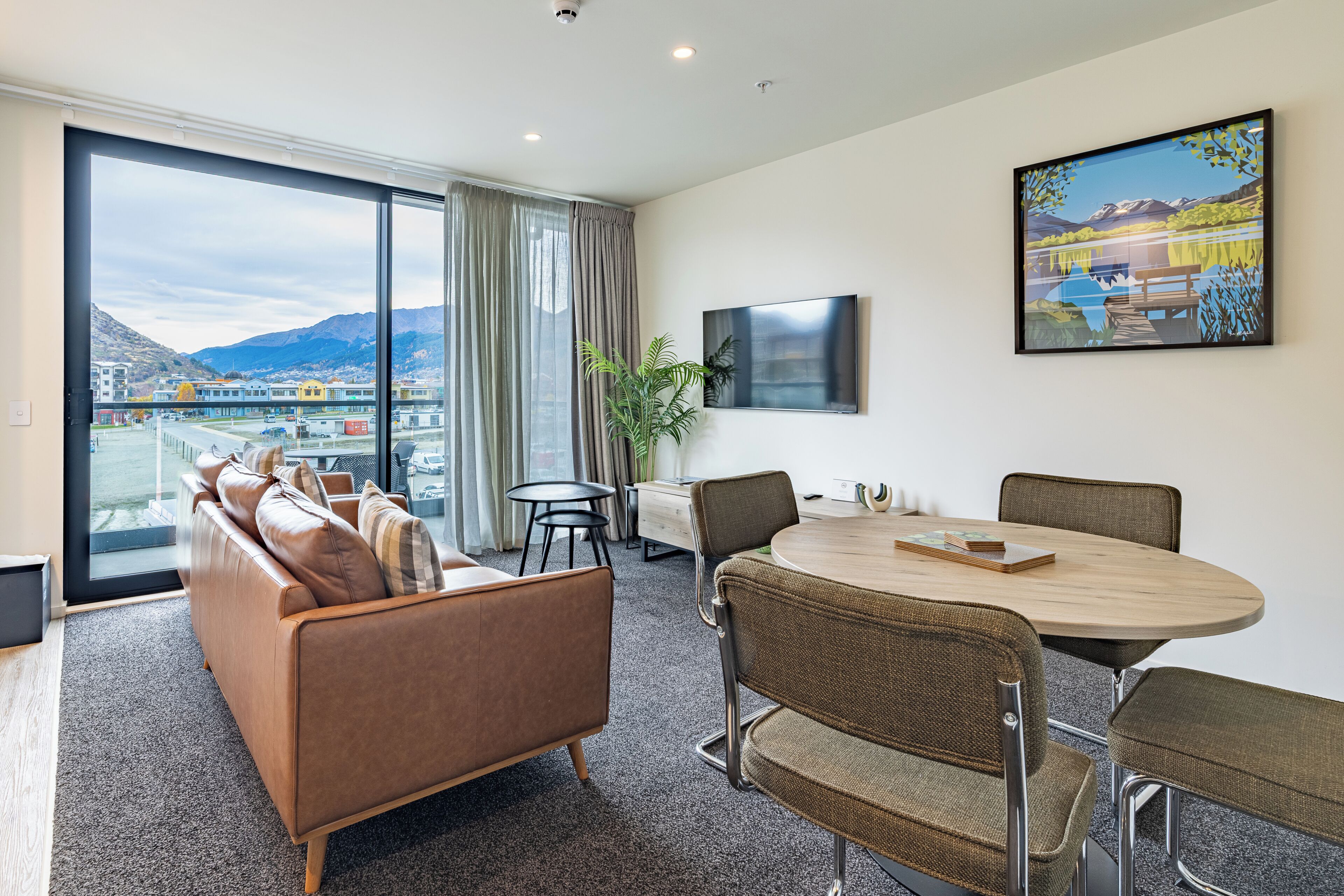 Superior Apartment, 2 Bedrooms, Balcony, Mountain View | Living area | 55-inch TV with digital channels, Netflix, heated floors