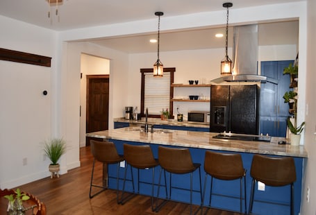 Fridge, microwave, oven, stovetop. La Casita: A Cozy Retreat Near Wake Forest University"