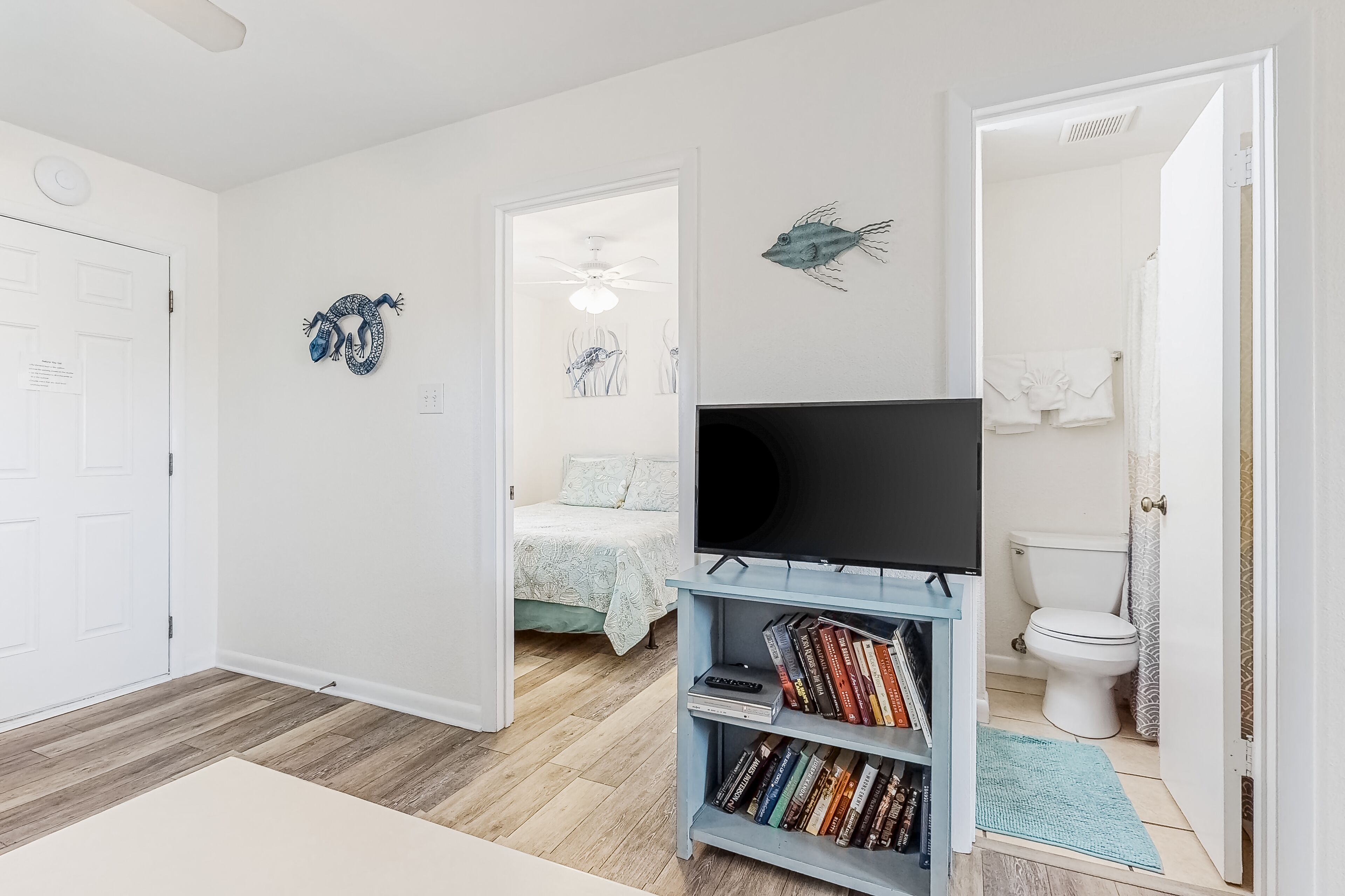 Gulf-front getaway just steps from the sand with free WiFi, AC, deck, & pool