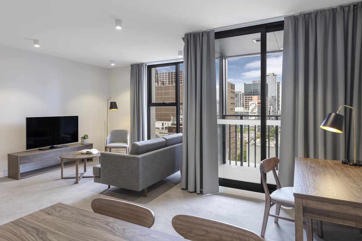 City-Apartment, 1 Schlafzimmer, Balkon | Wohnbereich