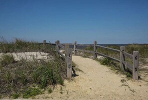 Beach nearby, sun loungers