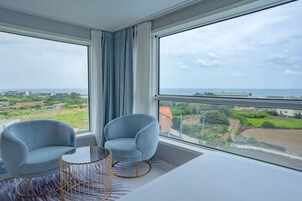 Junior Twin Room, 2 Double Beds, Sea View | Premium bedding, blackout drapes, free WiFi, bed sheets