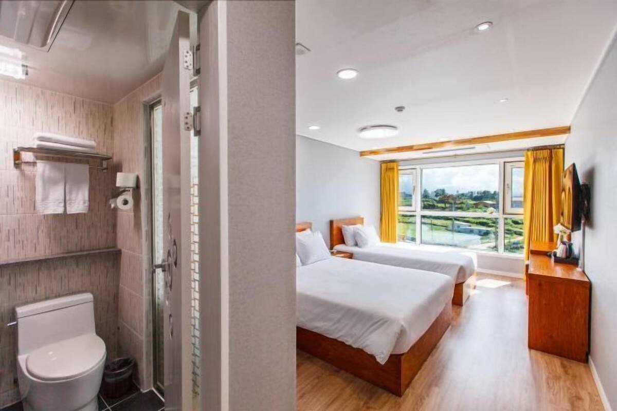 Premium bedding, blackout curtains, free WiFi, bed sheets