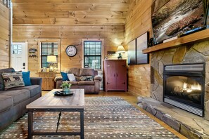 TV, fireplace, table football, video library