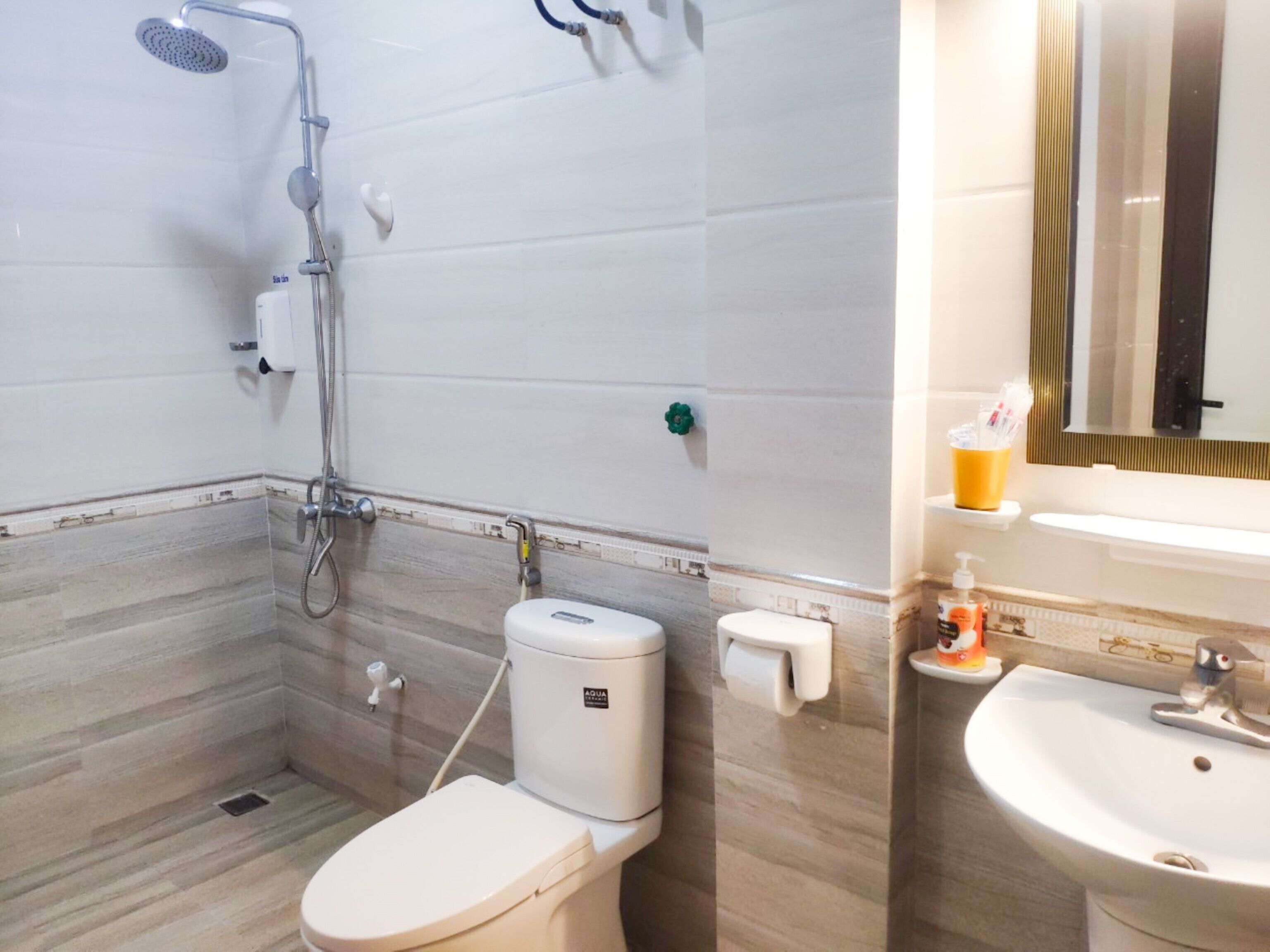 Dusche, Hydromassagedusche, kostenlose Toilettenartikel, Haartrockner