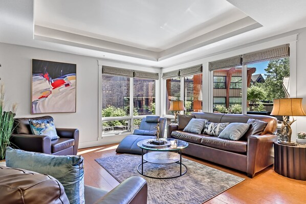 TV, fireplace, Netflix, smart speakers