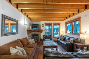 Smart TV, fireplace, video games, books