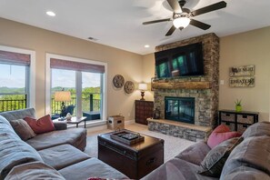 Smart TV, fireplace, table football