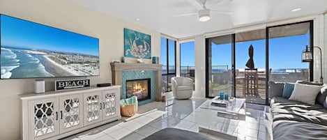 Smart TV, fireplace, table football, ping pong