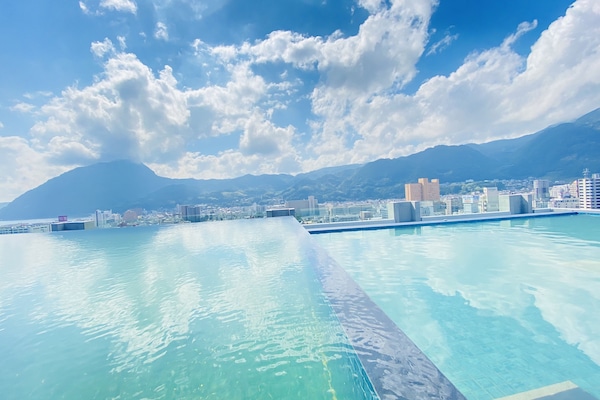 Outdoor pool, pool loungers