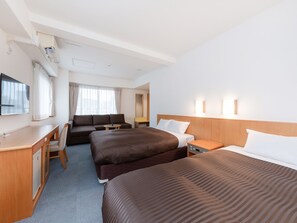 デラックス ツインルーム 禁煙 | 羽毛の掛け布団、デスク、遮光カーテン、WiFi (無料)