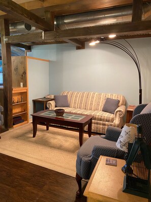 TV, DVD player, video library