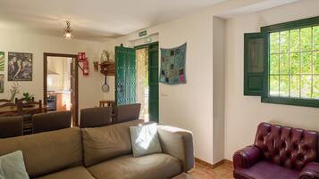 Una televisión, una chimenea