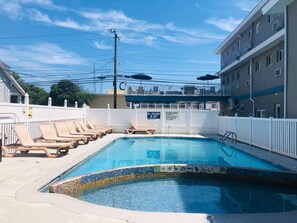 Seasonal outdoor pool, open 9:00 AM to 9:00 PM, pool umbrellas - Coastal Sands Inn (Wildwood)