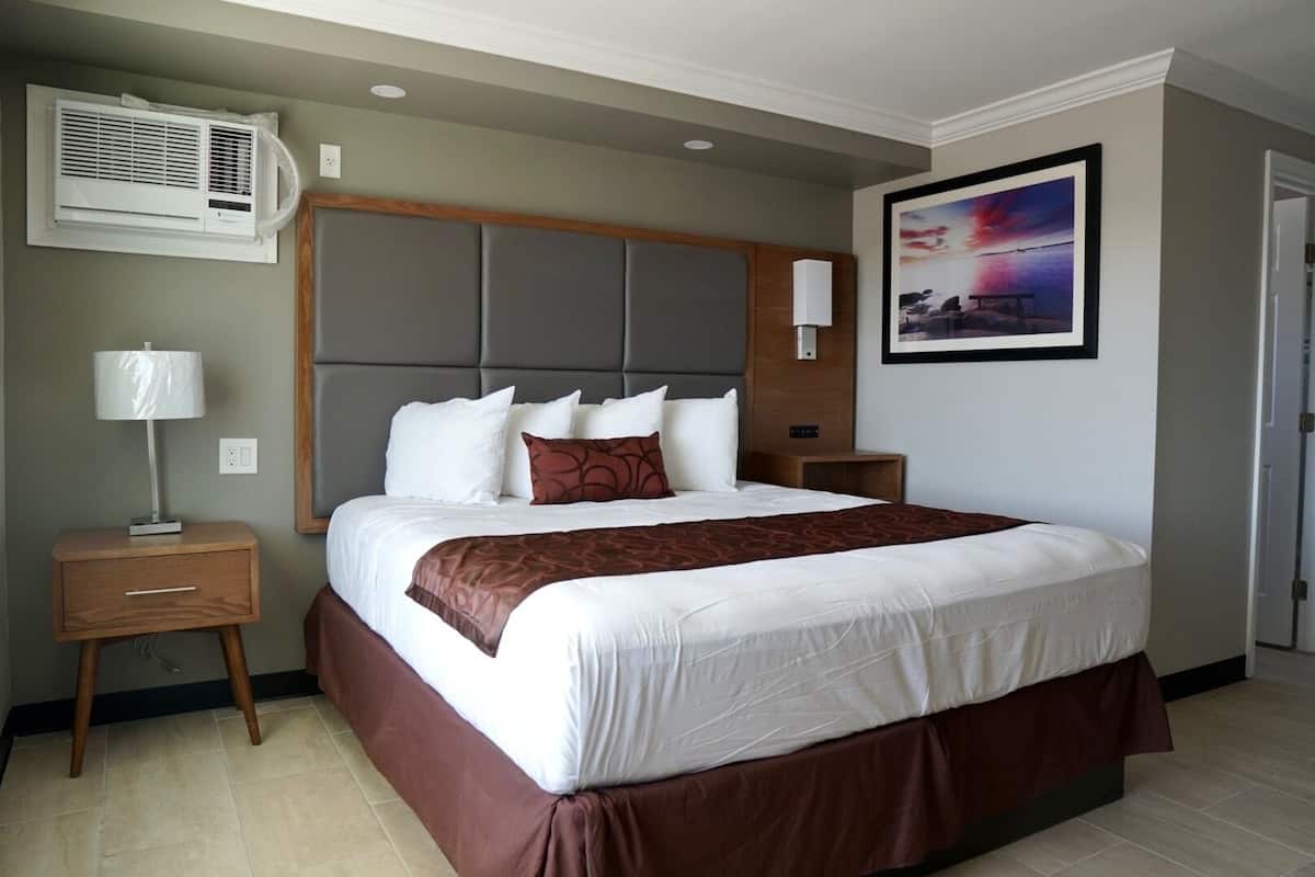 Down duvets, Select Comfort beds, blackout curtains, free WiFi
