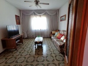 Télévision, cheminée, livres