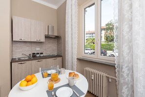 Apartment | Private kitchen | Fridge, microwave, electric kettle, toaster - Cialdini Apartment near City Center (Turin)