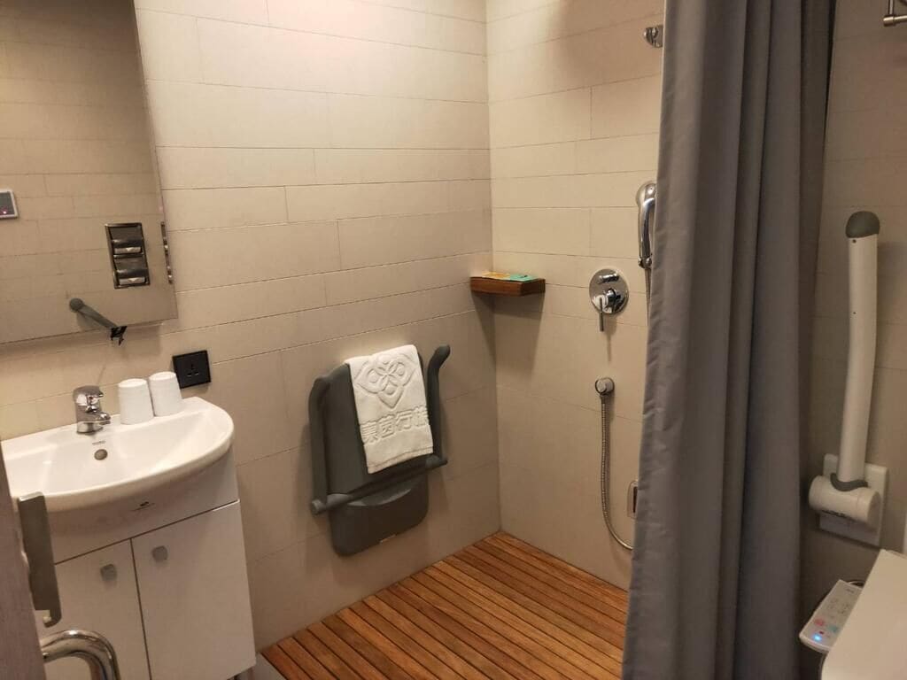 shower, free toiletries, hair dryer, slippers