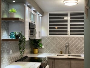 Fridge, microwave, oven