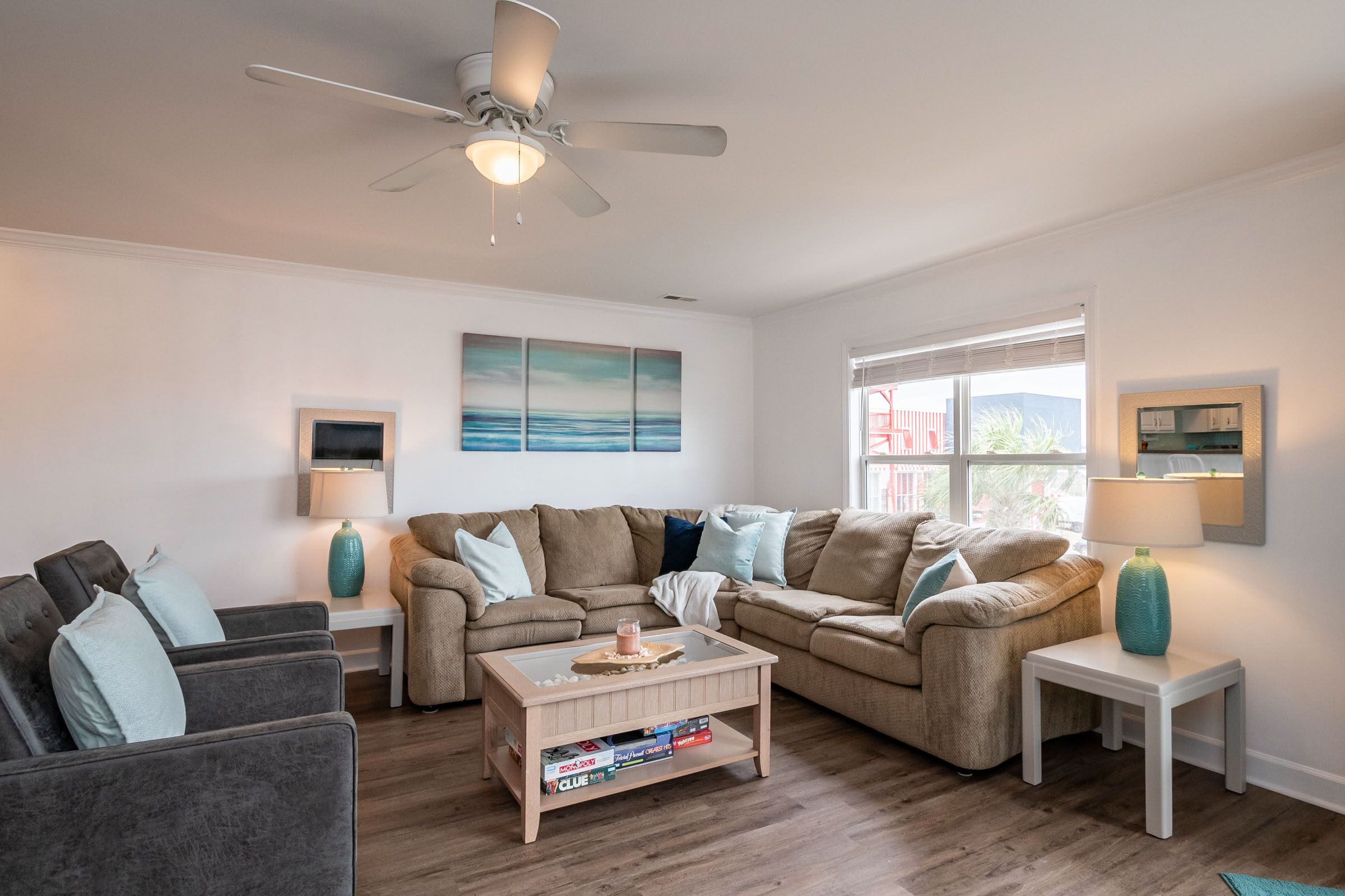 TV, DVD player, books