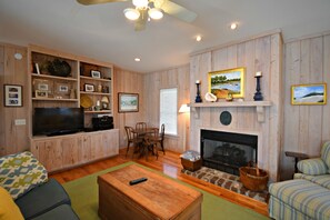 TV, fireplace, DVD player