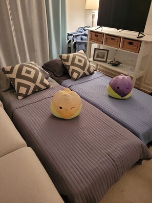 2 makuuhuonetta, silitysrauta/-lauta, ilmainen Wi-Fi, vuodevaatteet