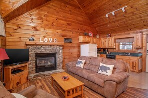 Televisión y chimenea 