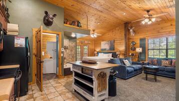 Smart TV, fireplace, DVD player