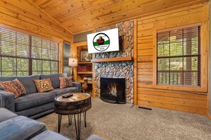 Smart TV, fireplace, DVD player