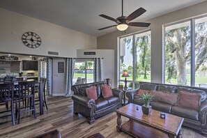 TV, fireplace, table football, stereo - Amenity-Packed Home w/ Hot Tub & River Views! (Bullhead City)