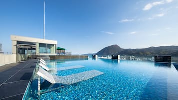 Outdoor pool, pool loungers