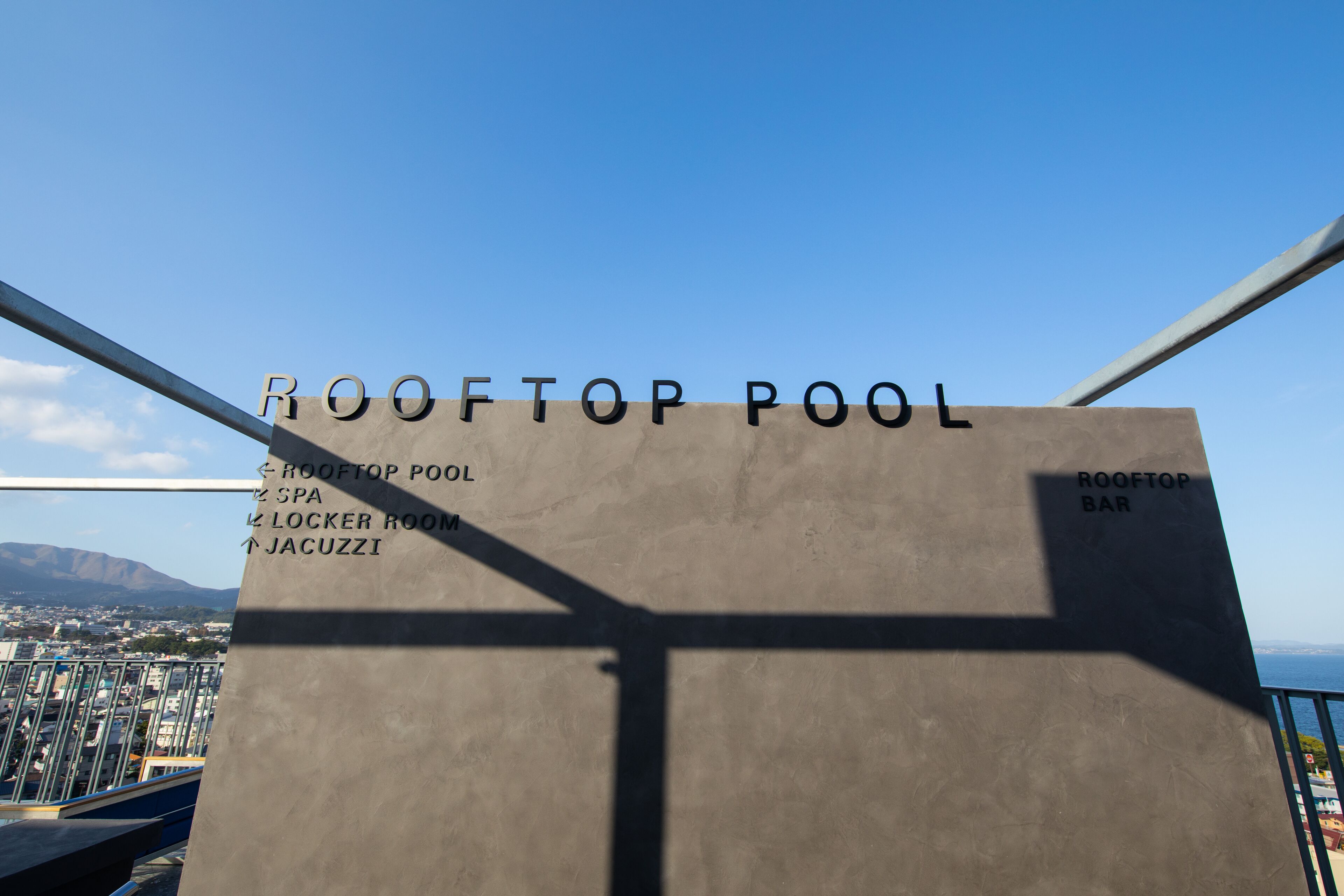 outdoor pool, pool loungers