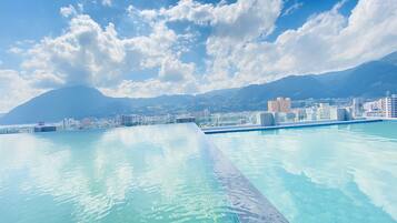 Outdoor pool, pool loungers