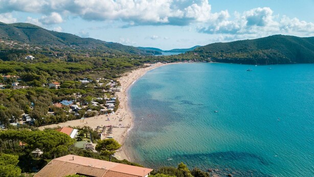 A coastal area with a beach, houses, and a clear blue sea. - Punta Contessa - Punta Contessa n°4 (Capoliveri)